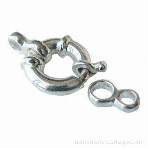 Solid 925 sterling silver 1-strand nautical spring ring necklace clasps, measures 10mm
